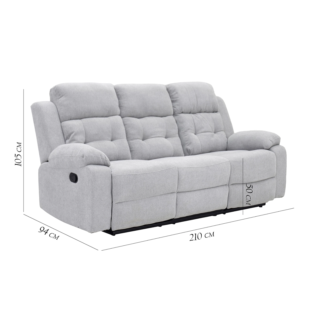 Griffen 6-Seater Recliner Sofa Set-Grey - Image 2