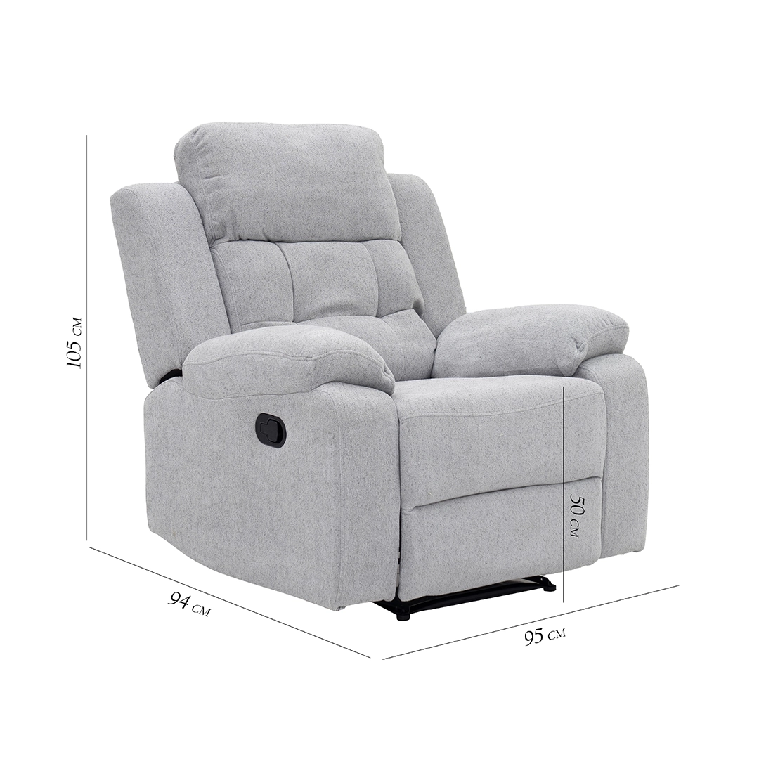 Griffen 6-Seater Recliner Sofa Set-Grey - Image 4