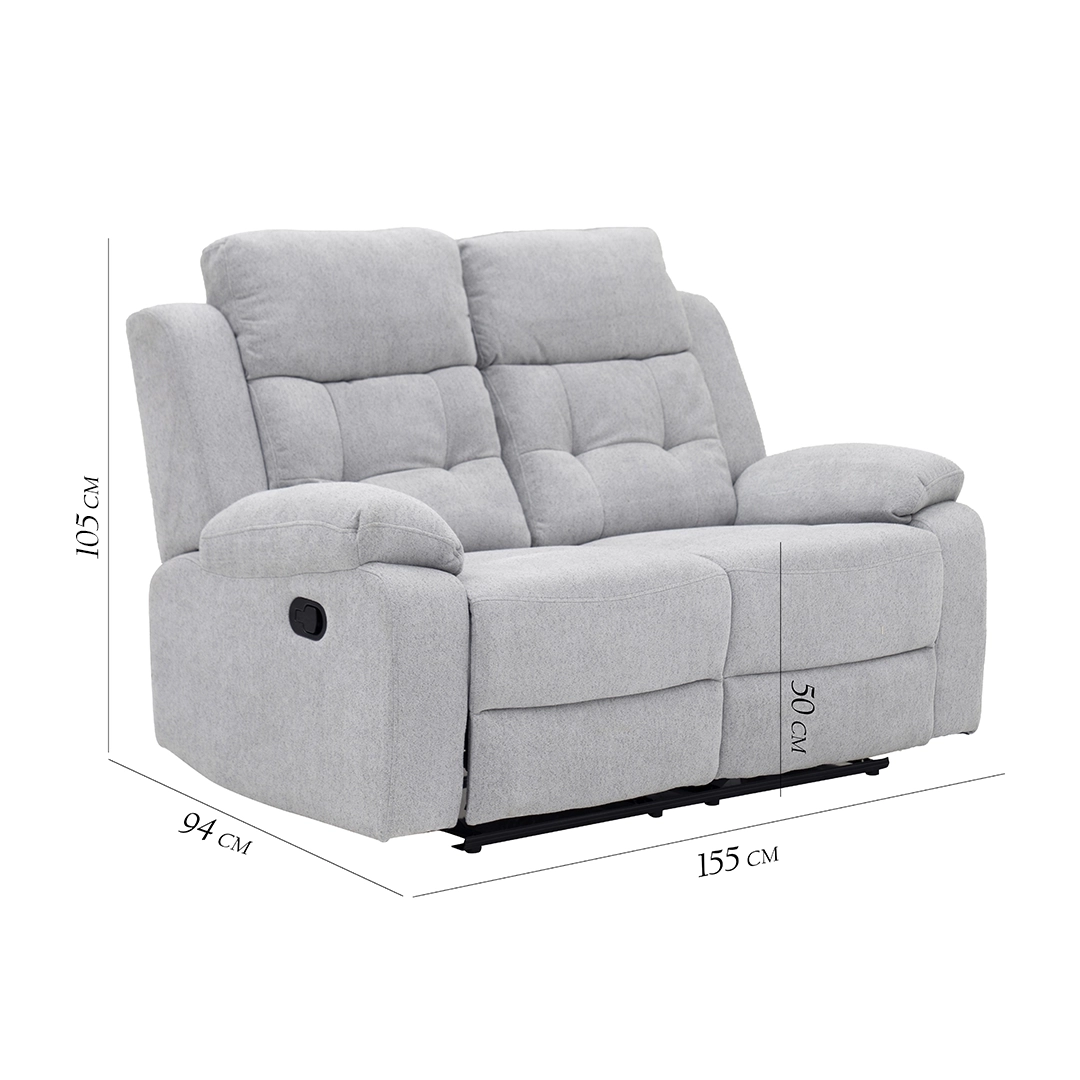 Griffen 6-Seater Recliner Sofa Set-Grey - Image 3